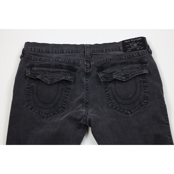 True Religion Mens 42x34 Faded Rocco Relaxed Fit Skinny Leg Denim Jeans Black - Picture 10 of 13